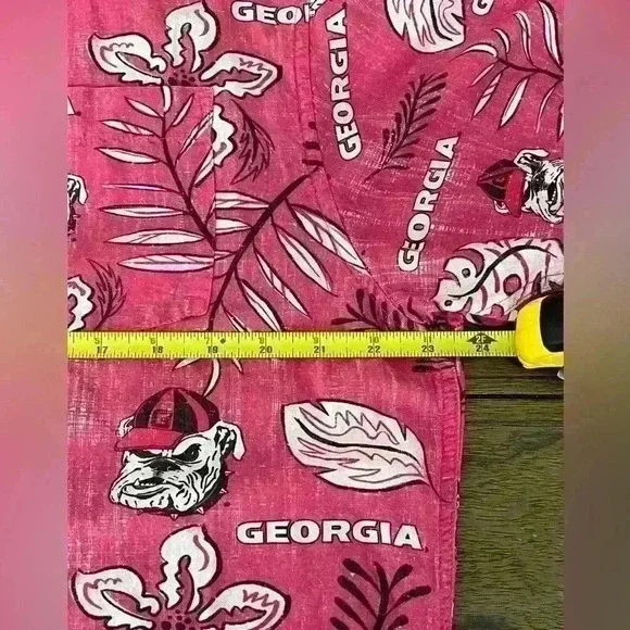 Wes and Will Red Georgia Bulldogs Vintage Floral Button Up Shirt Mens size XL - Picture 4 of 5